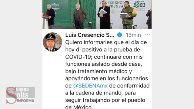 Susana Solis Informa TITULAR de la SEDENA da positivo a COVID-19