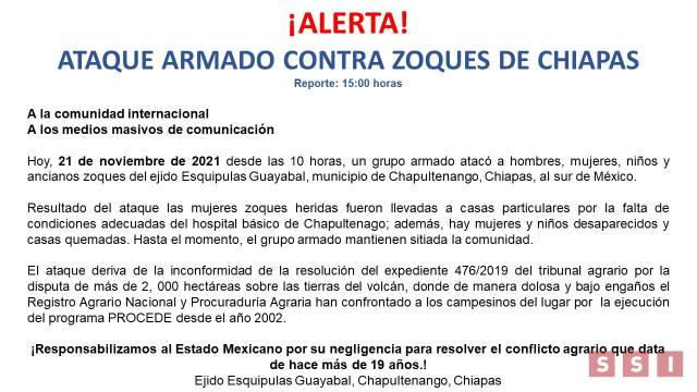 Susana Solis Informa DENUNCIAN ataque armado en Chiapas