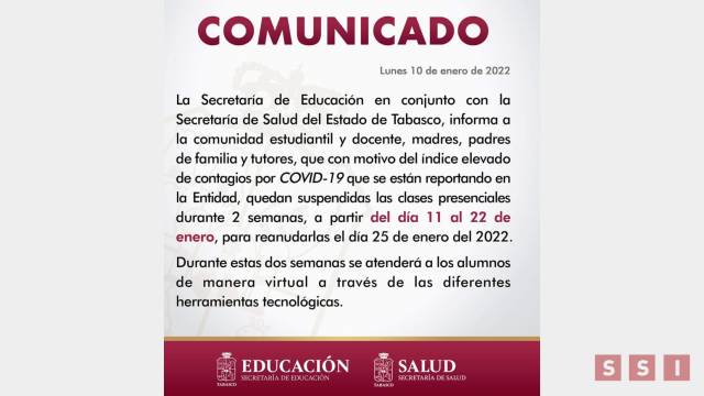 Susana Solis Informa EN TABASCO suspenden clases presenciales por alto índice de contagios