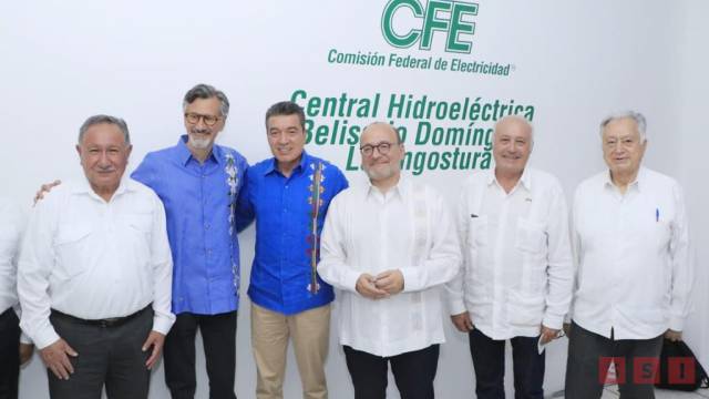 Susana Solis Informa Rutilio Escandón acompaña a Manuel Bartlett a recorrido por la Central Hidroeléctrica La Angostura