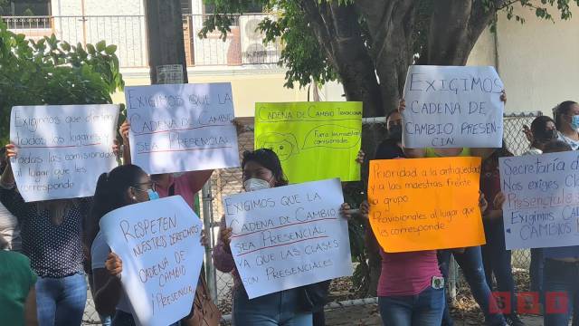 Susana Solis Informa PROTESTAN maestras de preescolar; piden cadena de cambios presencial