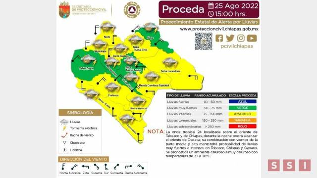 Susana Solis Informa PRONOSTICAN lluvias fuertes a intensa en Chiapas
