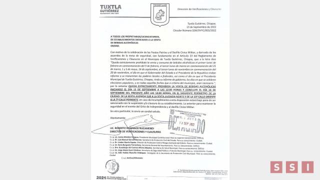 Susana Solis Informa HABRÁ Ley Seca por fiesta patrias