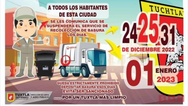 Susana Solis Informa Anuncia Ayuntamiento y Veolia días de suspensión de recolección de basura