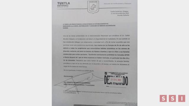 Susana Solis Informa Ayuntamiento de Tuxtla aplicará sanciones a quienes organicen “After´s”