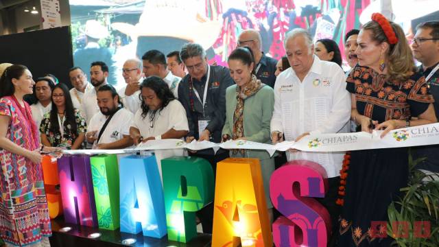 Susana Solis Informa Inaugura alcalde Carlos Morales y Claudia Sheinbaum pabellón turístico de Chiapas