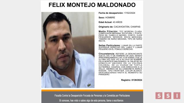 Susana Solis Informa PIDEN ayuda para localizar a trabajador desaparecido del Poder Judicial de la Federación