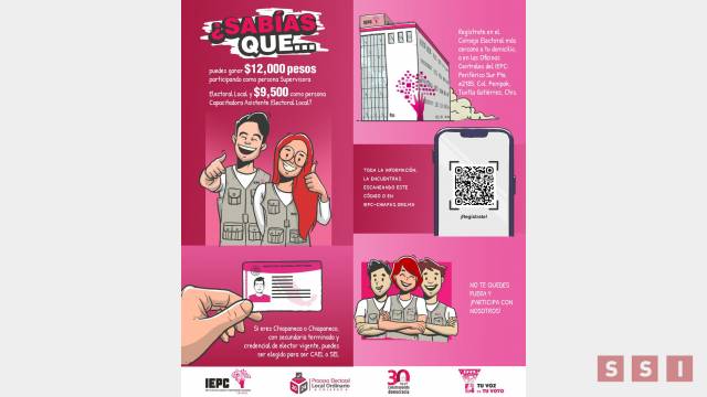 Susana Solis Informa AMPLÍA IEPC convocatoria para participar como Supervisor Electoral