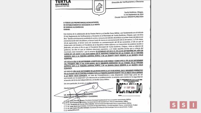 Susana Solis Informa LEY SECA EN Fiestas Patrias en Tuxtla Gutiérrez