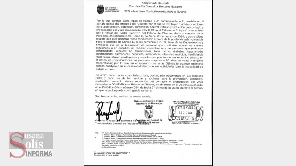 La ampliación de la suspensión de labores del personal del 4 de enero al 1 de febrero de 2021