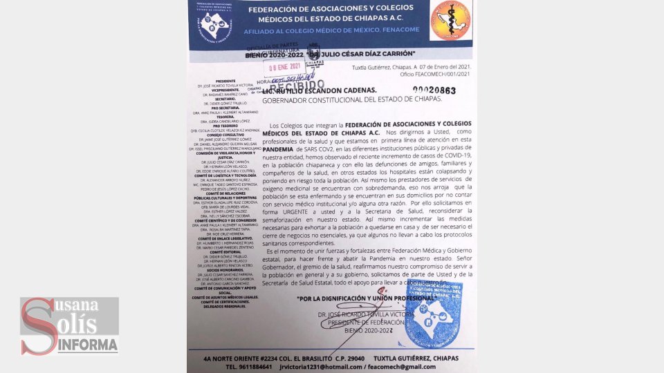 MÉDICOS de Chiapas piden reconsiderar el semáforo verde - Susana Solis Informa