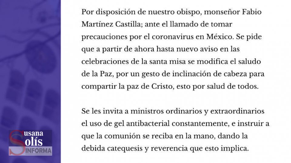 En #Chiapas Iglesia toma medidas por # Coronavirus - Susana Solis Informa