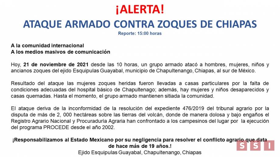 DENUNCIAN ataque armado en Chiapas - Susana Solis Informa