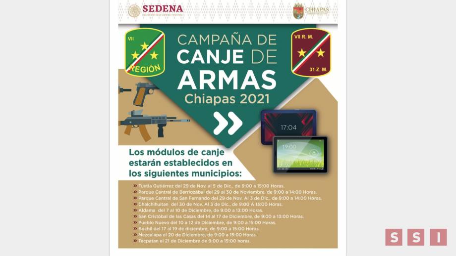 Invita Llaven Abarca a participar en la Campaña Canje de Armas 2021 - Susana Solis Informa