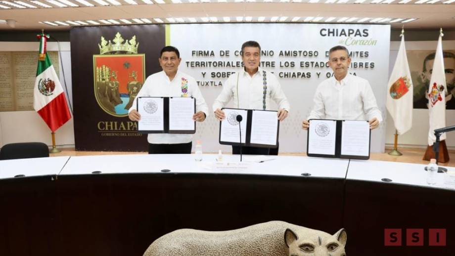 Rutilio Escandón y Salomón Jara firman Convenio Amistoso para finalizar conflictos entre Chiapas y Oaxaca Susana Solis Informa