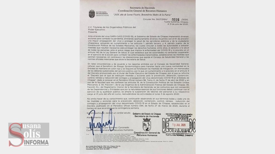 BURÓCRATAS regresan a labores hasta el 3 de agosto - Susana Solis Informa