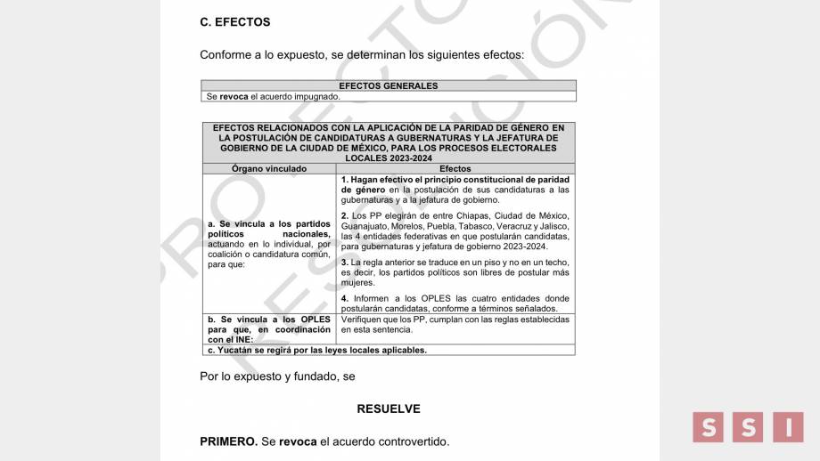 PODRÍA EL Tribunal Electoral revocar acuerdo del INE de paridad de género - Susana Solis Informa