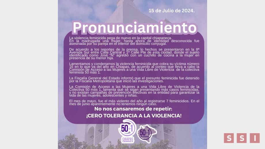 OTRO FEMINICIDIO en Tuxtla; piden castigo al culpable - Susana Solis Informa