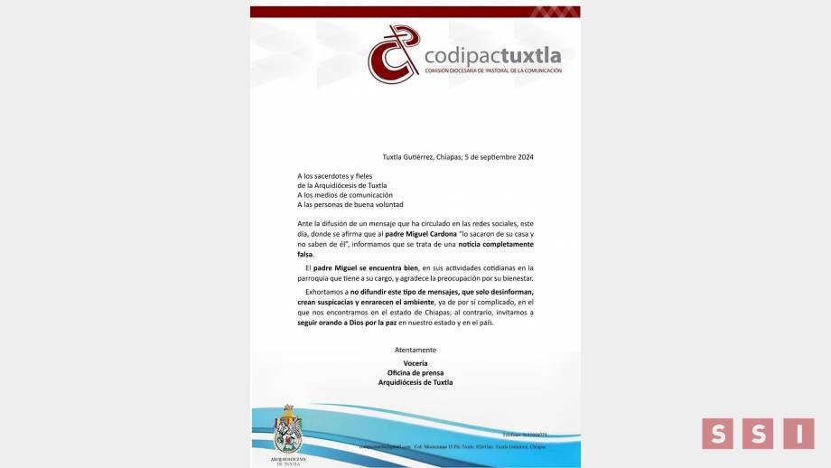 DESMIENTE párroco de Chiapas que haya sido secuestrado Susana Solis Informa