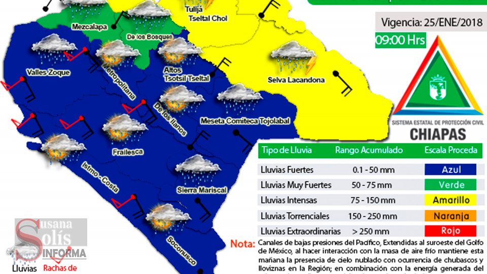 Alerta amarilla en Chiapas por lluvias Susana Solis Informa